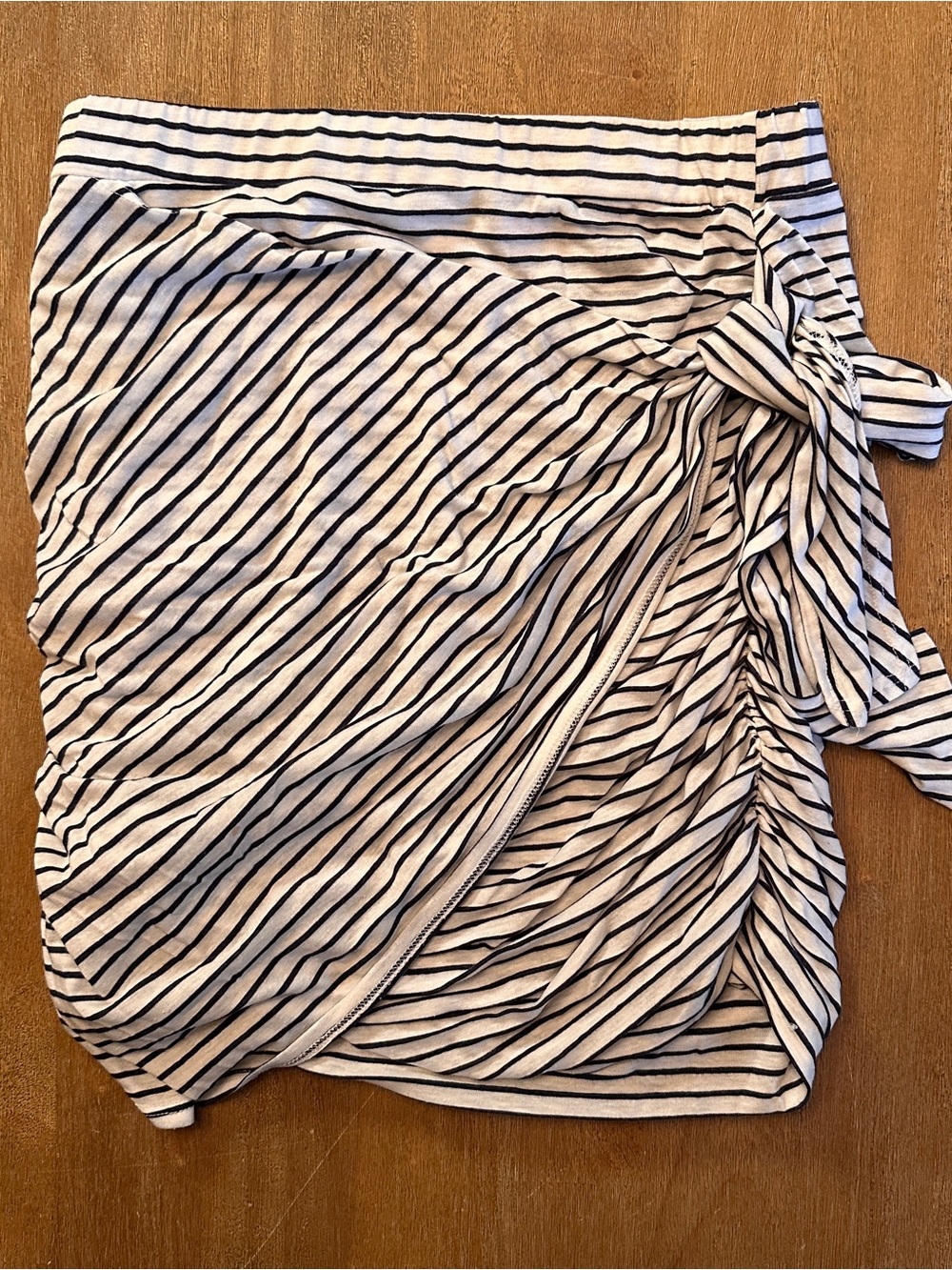 Sundry Navy and White Striped Tie-Side Mini Skirt